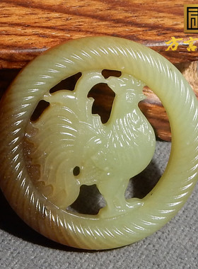 方言男女和田玉黄口带糖吊坠