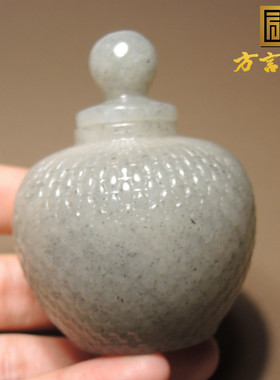 炸锅了！方言和田玉精品收藏级油润细腻青花聚墨半山半水小罐子S