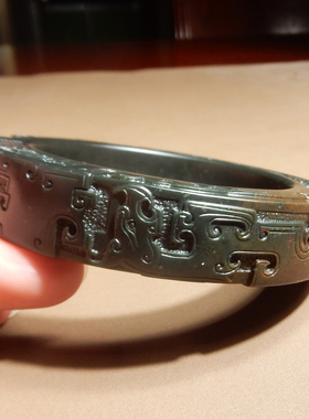 方言品牌和田玉精品枫叶红皮沙枣青籽料卡62mm仿古龙凤呈祥手镯X3