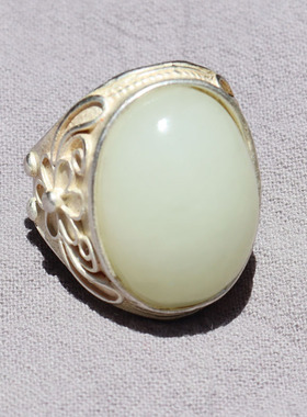 方言戒指新疆且末白玉男女款精品