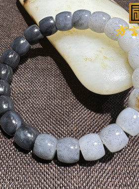 亏麻了方言和田玉精品新疆金鹿皮意境青花籽料渐变10mm直切手串O