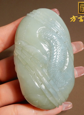 方言蓝玉黄口龙行天下吊坠手把件