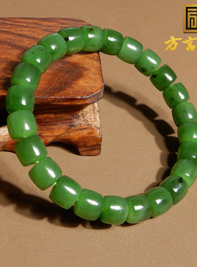 俄罗斯果玉绿碧玉直切老型手串链