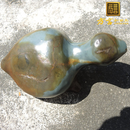 方言放巨漏罕见非地表蓝色蓝玉原生籽料异型意境长寿龟原石玩料R - 图0