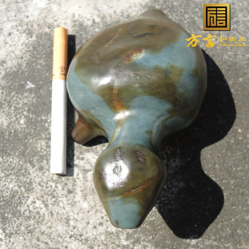 方言放巨漏罕见非地表蓝色蓝玉原生籽料异型意境长寿龟原石玩料R - 图1