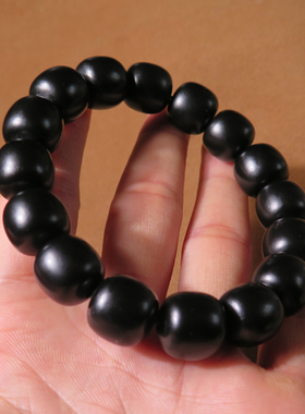 亏本大漏方言和田玉精品新疆一级细料墨玉籽料14mm老型珠手串X5