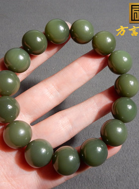俄罗斯和田玉碧玉特细粉青手串