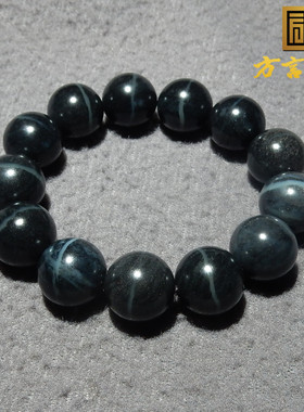 青花籽料一线天16mm圆珠手串