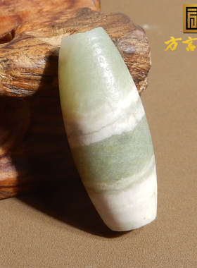 方言和田玉新疆老熟罕见且末金山矿桃花粉白玉双色勒子玉转运珠X3