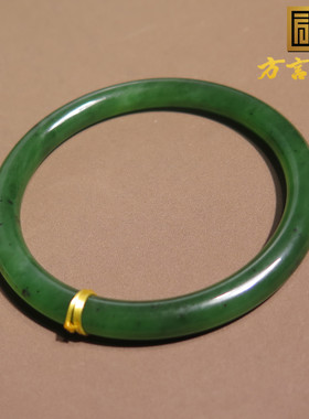 亮眼方言和田玉精品收藏级俄罗斯细腻油润碧玉菠菜绿卡58mm手镯X5