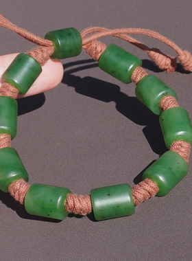 方言和田玉油润阳绿碧玉籽料手串