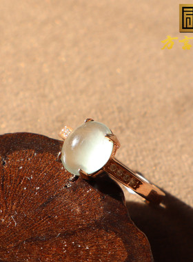 方言和田玉放漏特色精品级佩戴级冰透白月光石榴石17mm戒指戒圈A2