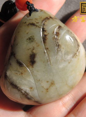 方言和田玉精品大开门黄褐皮青白玉籽料独籽挂件连年有余手把件R