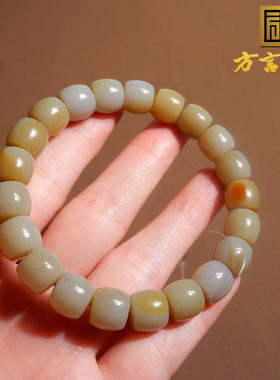 于田黄糖飘紫罗兰色带皮10mm手串