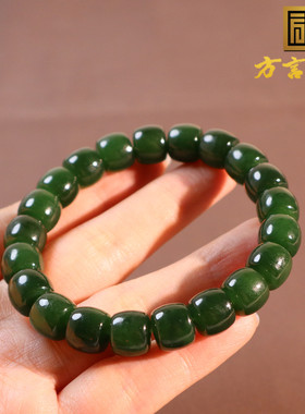 俄罗斯菠菜绿碧玉10mm直切珠手串