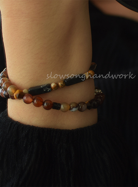 情侣天然石古风无性别手链