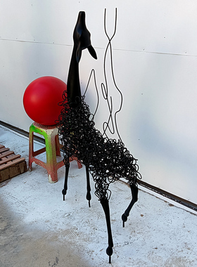 钢丝鹿雕塑摆件商场售楼部