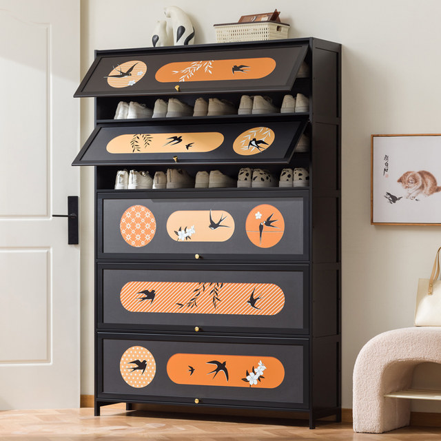 Eleven-dimensional large-capacity printed door shoe cabinet