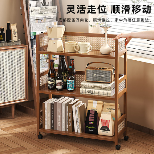 书架落地置物架可移动儿童小书柜桌下书包架家用小推车零食收纳架 - 图1