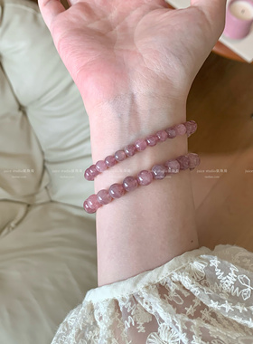 多肉葡萄紫马粉紫锂辉紫水晶事业桃花双丰收天然水晶手串礼物