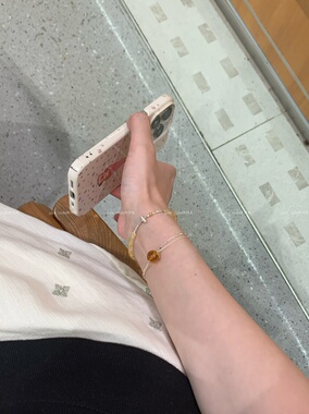 天然黄水晶手链女款小众精致925纯银碎银子手串女招财