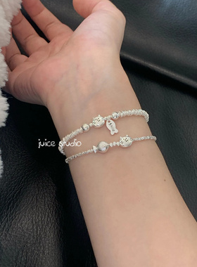 s925银小猫爱上鱼碎银盘缠重工手串手链