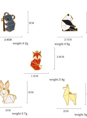 日韩ins简约可爱狐狸胸针卡通熊猫兔子猫咪合金胸针牛仔徽章
