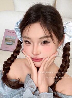 韩版猫咪甜美条纹布艺发圈