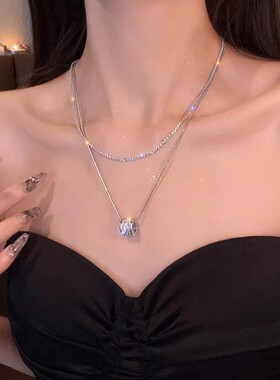 小众钛钢双层叠戴锁骨链女款