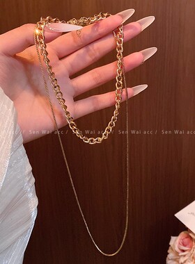 复古轻奢金色蛇骨锁骨链
