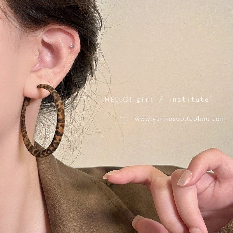 秋冬复古豹纹圆圈耳环女2025新款爆款时髦夸张耳圈高级感气质耳饰,淘宝优惠券,粉丝福利购,淘宝优惠卷