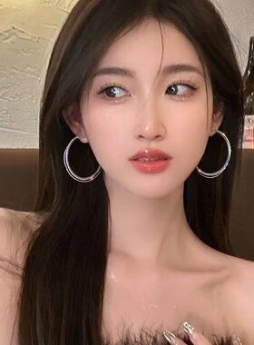 欧美夸张大圈圈耳环女双层新款