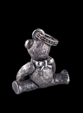 925银复古泰银四肢活动手工挂件挂饰礼物男女款卡通可爱小熊吊坠