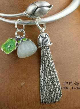 纯银和田玉祥云手环