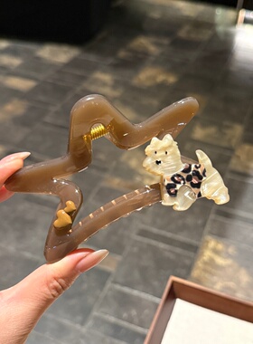 熹金韩系可爱小狗醋酸抓夹女高级感盘发显发量百搭气质