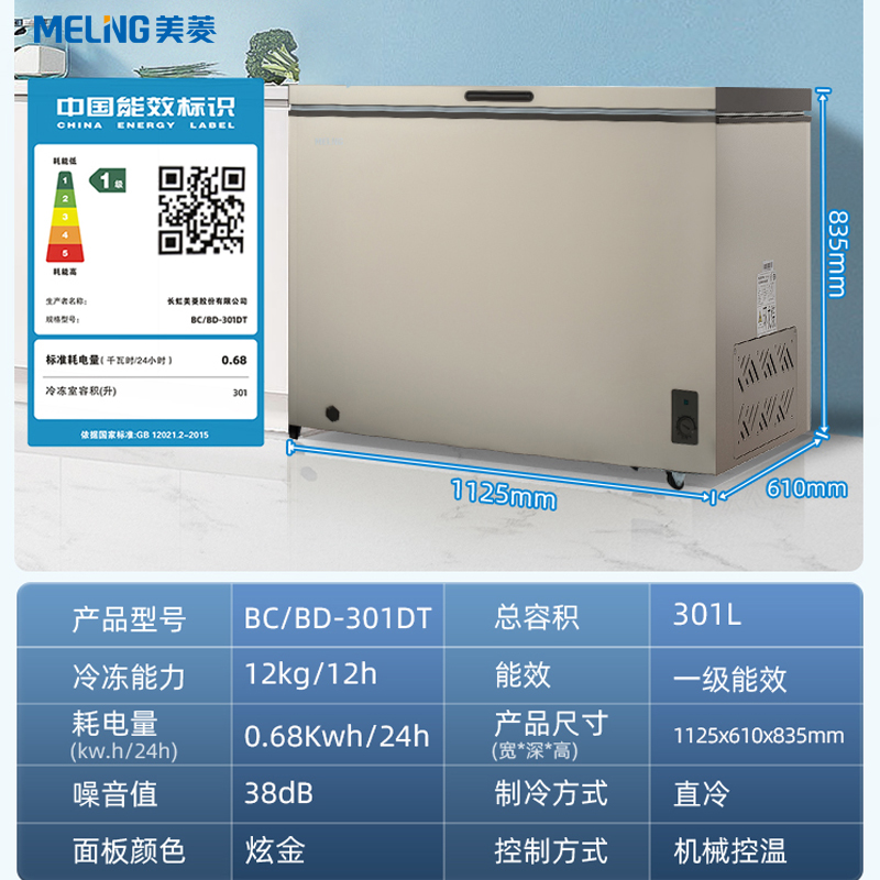 MeiLing/美菱 BC/BD-301DT 大冰柜家用商用大容量全冷冻卧式冷柜 - 图2