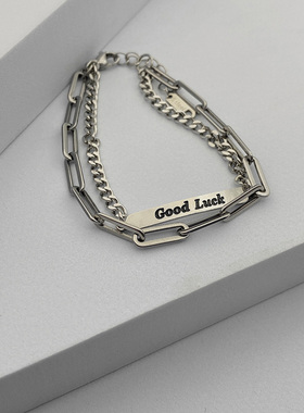 日韩风钛钢不掉色拼接字母手饰