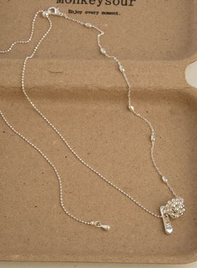 珍珠花球抽拉锁骨毛衣链女百搭