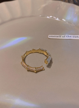 芊水女猫眼石日韩竹节猫眼石戒指