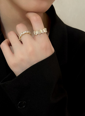 芊水女钛钢日韩猫眼锆石戒指