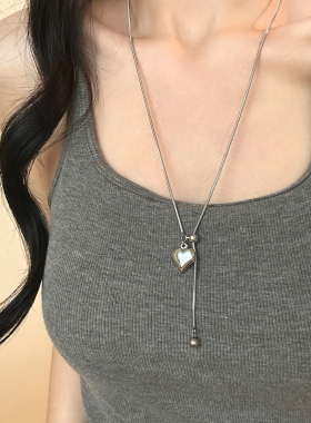 钛钢不掉色抽拉可调节项链女