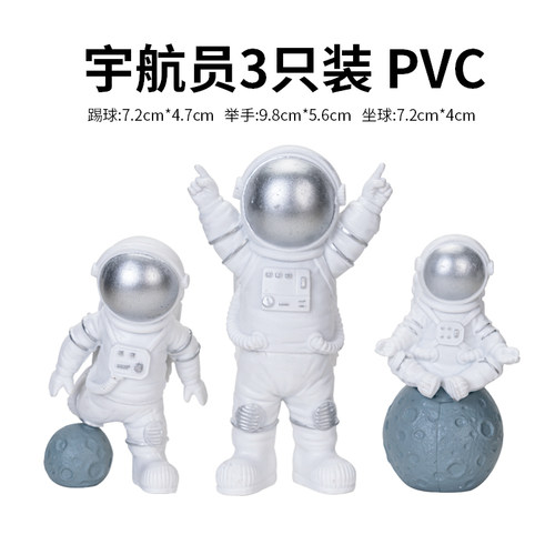 太空宇航员生日蛋糕摆件儿童银河系宇宙装饰黑白星球飞船周岁插件 - 图1
