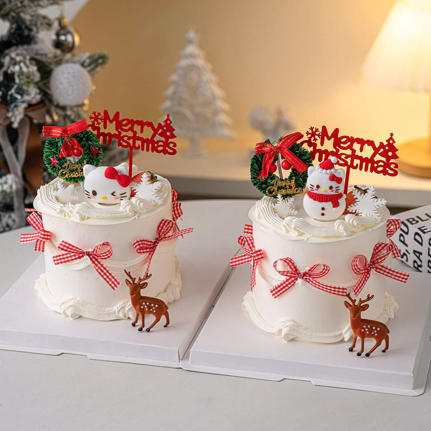 2026圣诞节立体雪人小猫蛋糕装饰摆件平安夜派对甜品台梅花鹿插件,淘宝优惠券,粉丝福利购,淘宝优惠卷