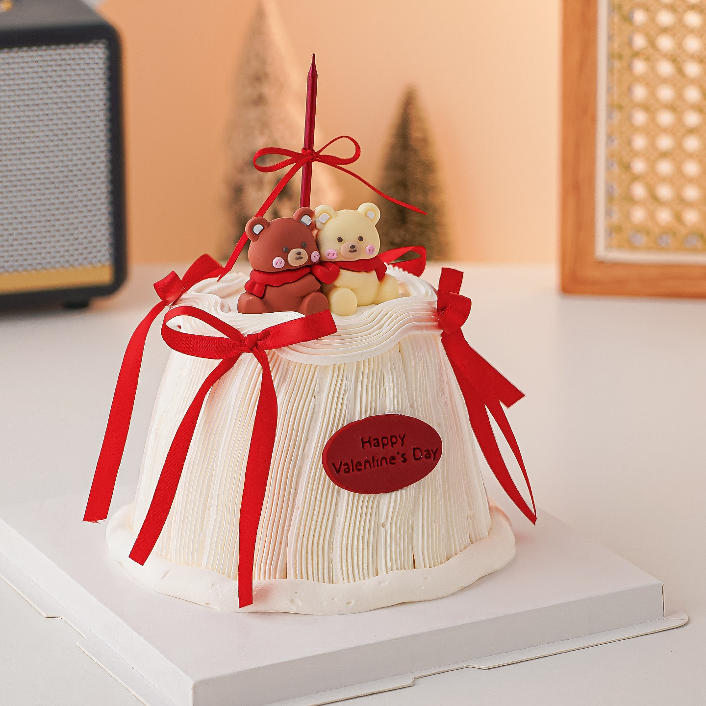 2.14情人节网红蛋糕装饰连体围巾熊软胶摆件情人节快乐英文装扮,淘宝优惠券,粉丝福利购,淘宝优惠卷