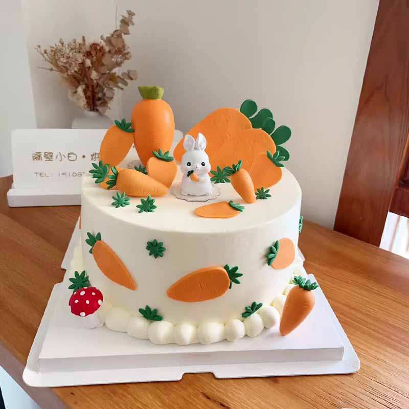 儿童周岁生日蛋糕装饰可爱卡通小兔子摆件兔宝宝百天满月烘焙装扮