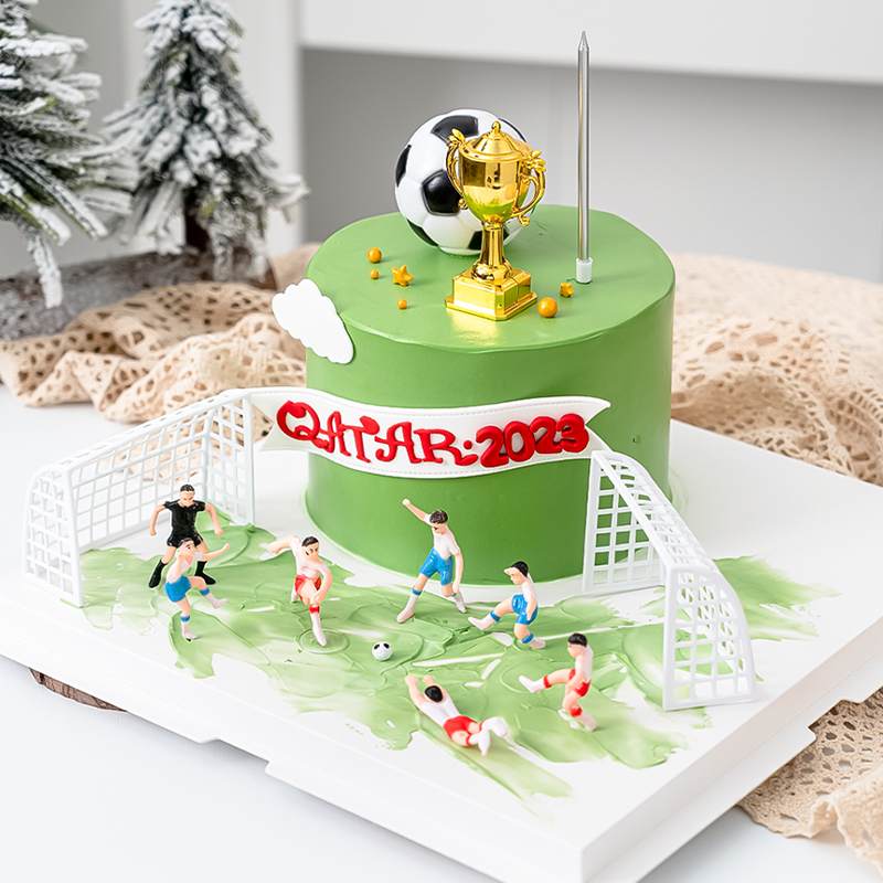 男孩生日蛋糕装饰踢足球小将摆件世界杯足球主题蛋糕装扮奖杯摆件 - 图1