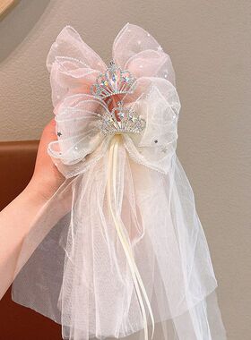 女童亮片皇冠头纱发夹生日婚礼