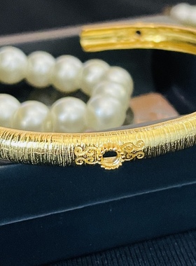 手镯925银镀黄金镶嵌空托