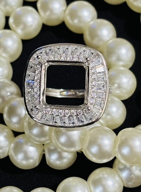 空托镶嵌925银镀白金玫瑰金戒指