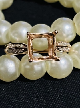 镶嵌戒指空托925银镀白金